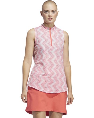 adidas Ultimate365 Ottoman Printed Sleeveless Polo Shirt Golf - Pink