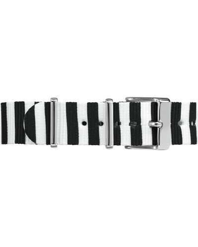 Timex Tw7c07600 18mm Black/white Stripe Fabric Double-layered Slip-thru Strap
