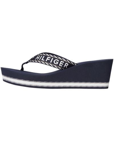 Tommy Hilfiger Tongs Tommy Webbing H Wedge Sandal Claquettes - Bleu