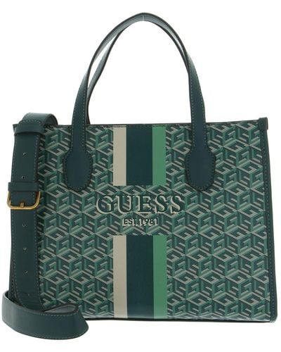 Guess Silvana Two Compartment Tote Hunter Logo - Vert