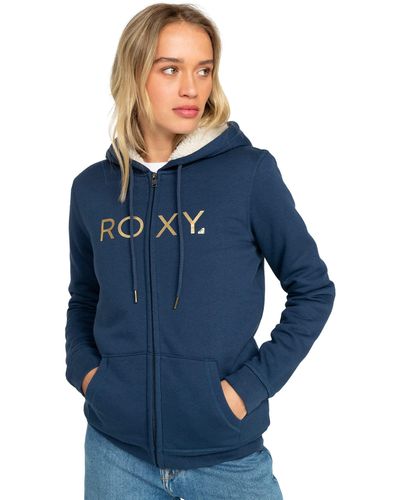 Roxy Sherpa-lined Zipped Hoodie - Blue