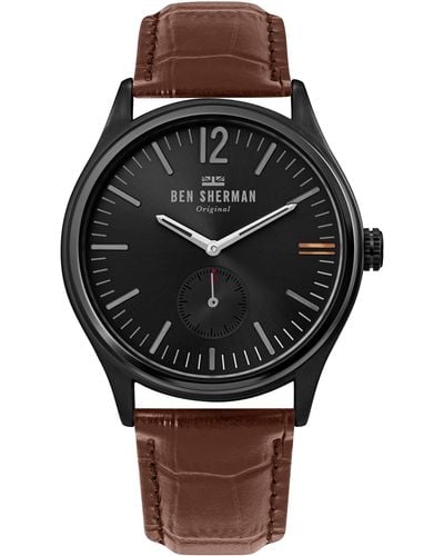 Ben Sherman S Analogue Classic Quartz Watch With Leather Strap Wb035t - Black