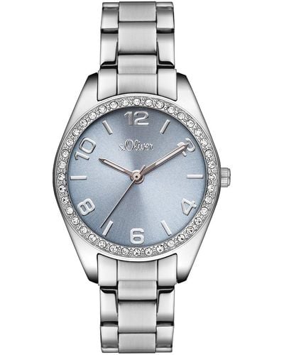 S.oliver Time Quarz Uhr mit Edelstahl Armband - Blau