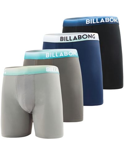 Billabong S Underwear 4 Pack Microfiber Long Leg Performance S Boxer Briefs - Blue