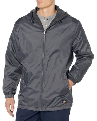 Dickies Mens Big And Tall Fleece Lined Hooded Rain Jacket - Gray