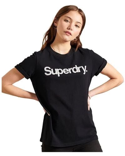 Superdry Shirt CL tee Black 38 Mujer - Negro