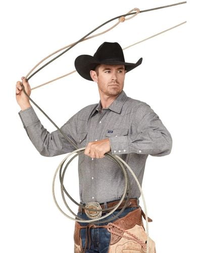 Wrangler Cowboy Cut Western Long Sleeve Snap Work Shirt Washed Finish - Gray