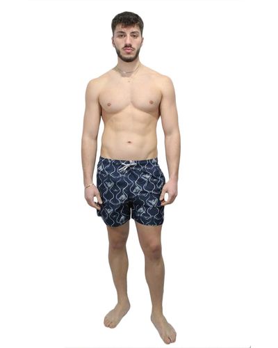 Emporio Armani Graphic Patterns Boxer Short Swim Trunks - Blau