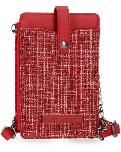 Pepe Jeans Oana Rouge Mobile Sac à Bandoulière 9,5x16,5 cm Polyester avec détails en Cuir Synthétique