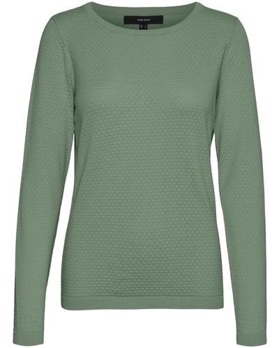 Vero Moda Vmcare Structure Ls O-neck Blou Noos Knitted Jumper - Green