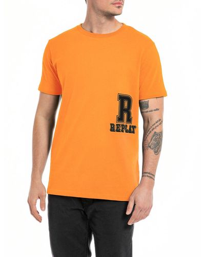 Replay T-Shirt Kurzarm Rundhalsausschnitt mit Logo - Orange