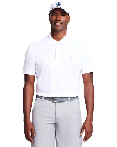 Izod Performance Golf Grid Short Sleeve Stretch Polo Shirt - White