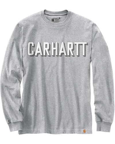 Carhartt Langarmshirt Relaxed Fit Heavyweight Long-Sleeve Block Logo Graphic T-Shirt Adult - Grau