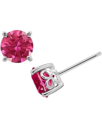 Amazon Essentials Amazon Collection Platinum-plated Sterling Silver Pink Round-cut Infinite Elements Cubic Zirconia Stud Earrings