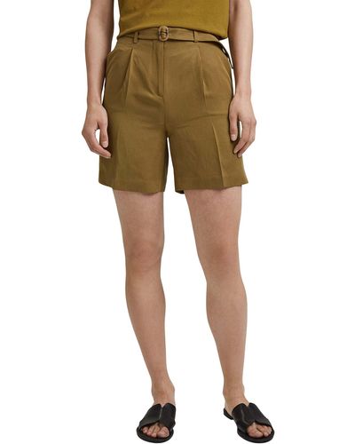Esprit Collection Met Lijn: Highwaist-shorts Met Riem - Groen