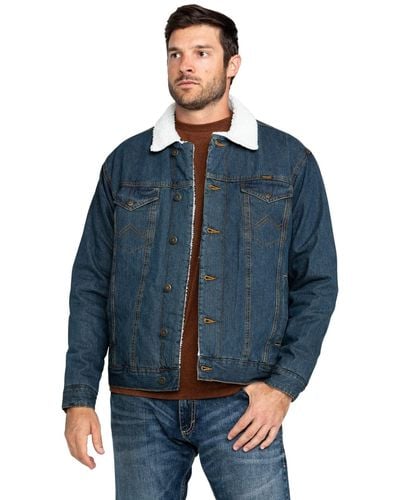 Wrangler Western Style Lined Denim Jacket - Blue