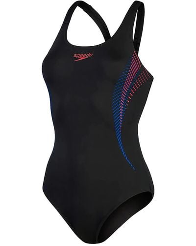 Speedo Placement Muscleback Swimsuit 32" / Black/red