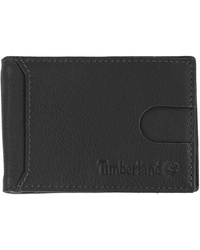 Timberland Slim Leather Minimalist Front Pocket Credit Card Holder Wallet - Black