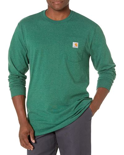 Carhartt Langärmliges Taschen und lockerer Passform Arbeits-T-Shirt - Grün
