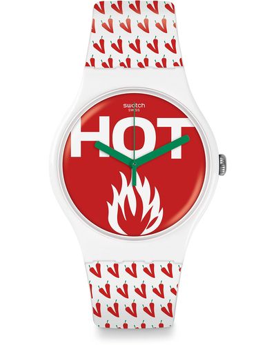 Swatch Digital Quarz Uhr mit Silikon Armband SUOW146 - Rot