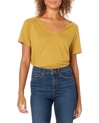 Goodthreads Linen Modal Jersey Short-sleeve Slit-neck - Yellow