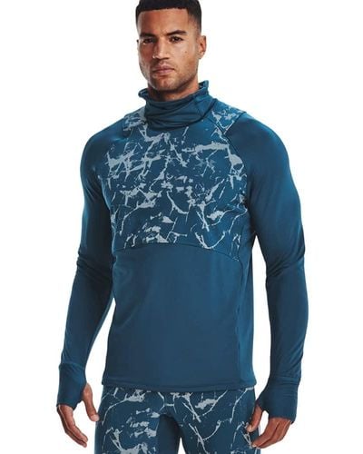 Under Armour Ua Outrun The Cold Funnel Warmup Tops - Blue