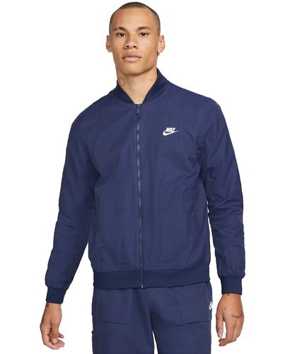 Nike Veste bomber Sportswear Essential pour homme Bleu marine/blanc XXL
