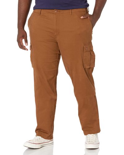 Amazon Essentials Pantaloni cargo elasticizzati dal taglio dritto - Marrone
