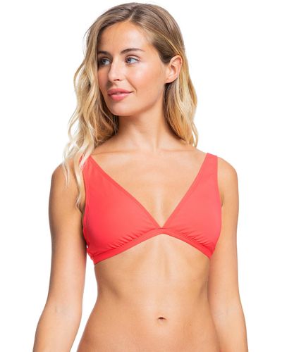 Roxy Womens Solid Beach Classics Elongated Bikini Top - Orange