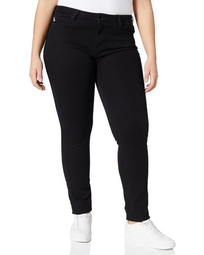 Love Moschino S Skinny Five Pocket Trousers with Contrast Signature Logo Embroidery Jeans - Schwarz