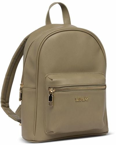 Replay Women's Backpack Made Of Faux Leather - Green