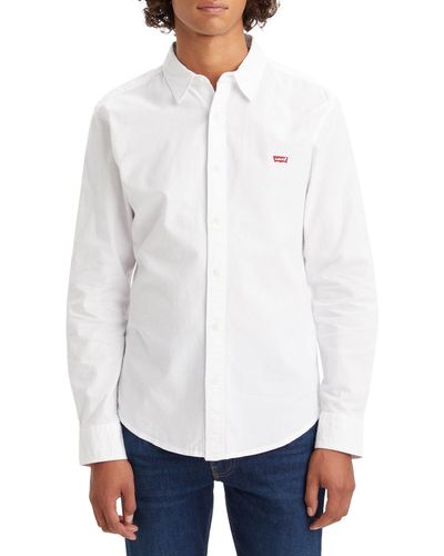Levi's Long-Sleeve Battery Housemark Slim Shirt Hombre - Blanco