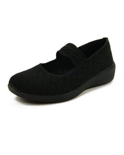 Skechers Stretch Fit 158565 Arya That's Sweet Black Sports Ballet Flats For In Black Fabric