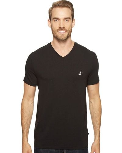 Nautica Short Sleeve Solid Slim Fit V-Neck T-Shirt - Schwarz