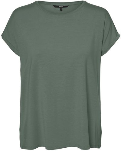 Vero Moda Rundhalsshirt VMAVA PLAIN SS TOP GAJRS NOOS in Grün | Lyst DE