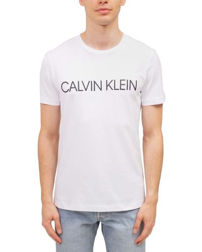Calvin Klein Regular T-Shirt with linear Logo - Size - Weiß
