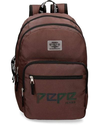 Pepe Jeans Osset Double Compartment Backpack Brown 31x46x16 Cms Polyester 21.39l