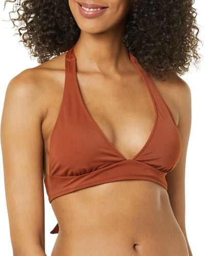 Amazon Essentials Light-support Tie Halter Bikini Swimsuit Top - Brown
