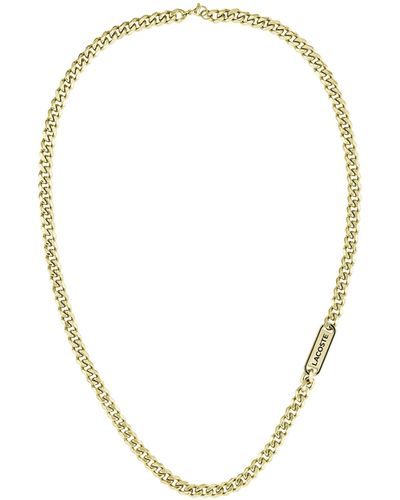 Lacoste Jewelry District Ionic Plated Thin Gold Steel Chain Necklace - Metallic