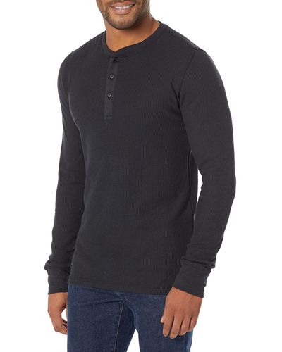 Amazon Essentials Regular-fit Long-sleeved Henley Shirt - Black