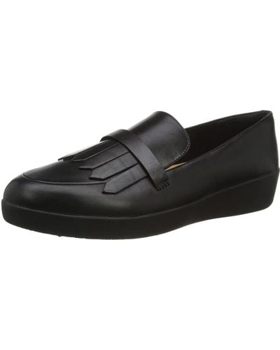 Fitflop Superskate Fringe Detail Loafer Flat - Black