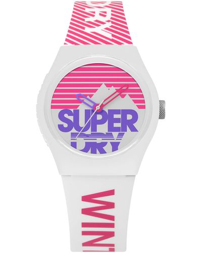 Superdry Analog Quarz Uhr mit Silikon Armband SYL255WP - Weiß
