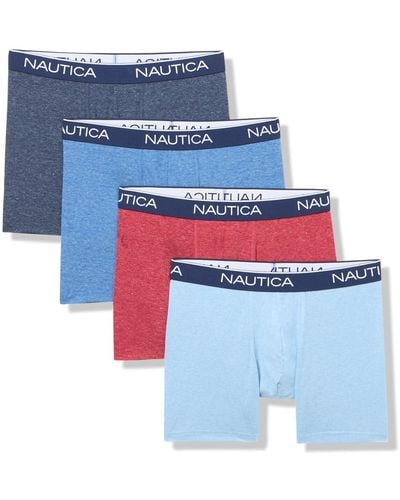 Nautica S 4 Pack Heather Stretch Boxer Briefs - Blue