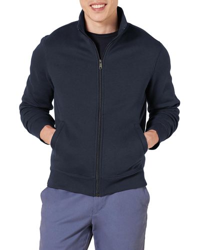 Amazon Essentials Full-Zip Fleece Mock Neck Sweatshirt Fashion-Sweatshirts - Blu