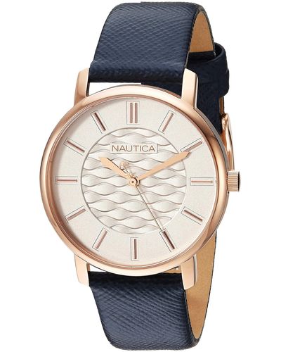 Nautica Coral Gables Stainless Steel Japanese-Quartz Leather Strap - Mehrfarbig