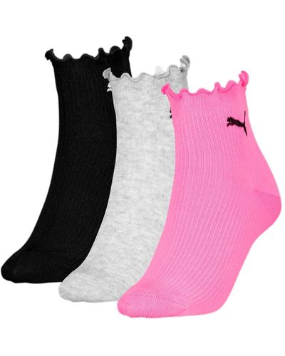 PUMA Ruffle Quarter Socks 3 Units Eu 39-42 - Pink