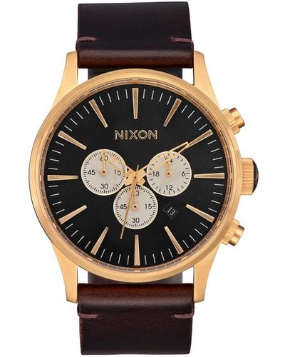 Nixon Analog Japanisches Quarzwerk Uhr mit Leder Armband A1391-5033-00 - Mehrfarbig