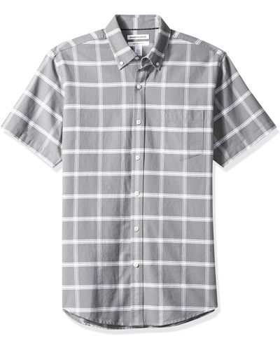 Amazon Essentials Kurzärmeliges Oxford-Hemd mit Brusttasche - Grau