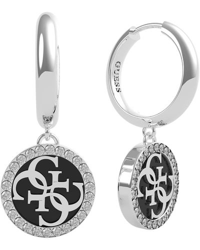 Guess Boucles d'oreilles circulaires 4G | Jewellery avec Swarovski | Collection Enamel - Noir