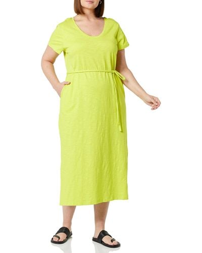 Amazon Essentials Short Sleeve Belted Midi T-shirt Dress - Yellow